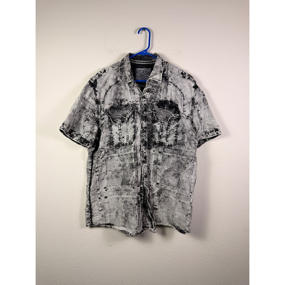 Affliction Black Premium High Octane Shirt Mens 2XL Black White S/S Y2K Grunge